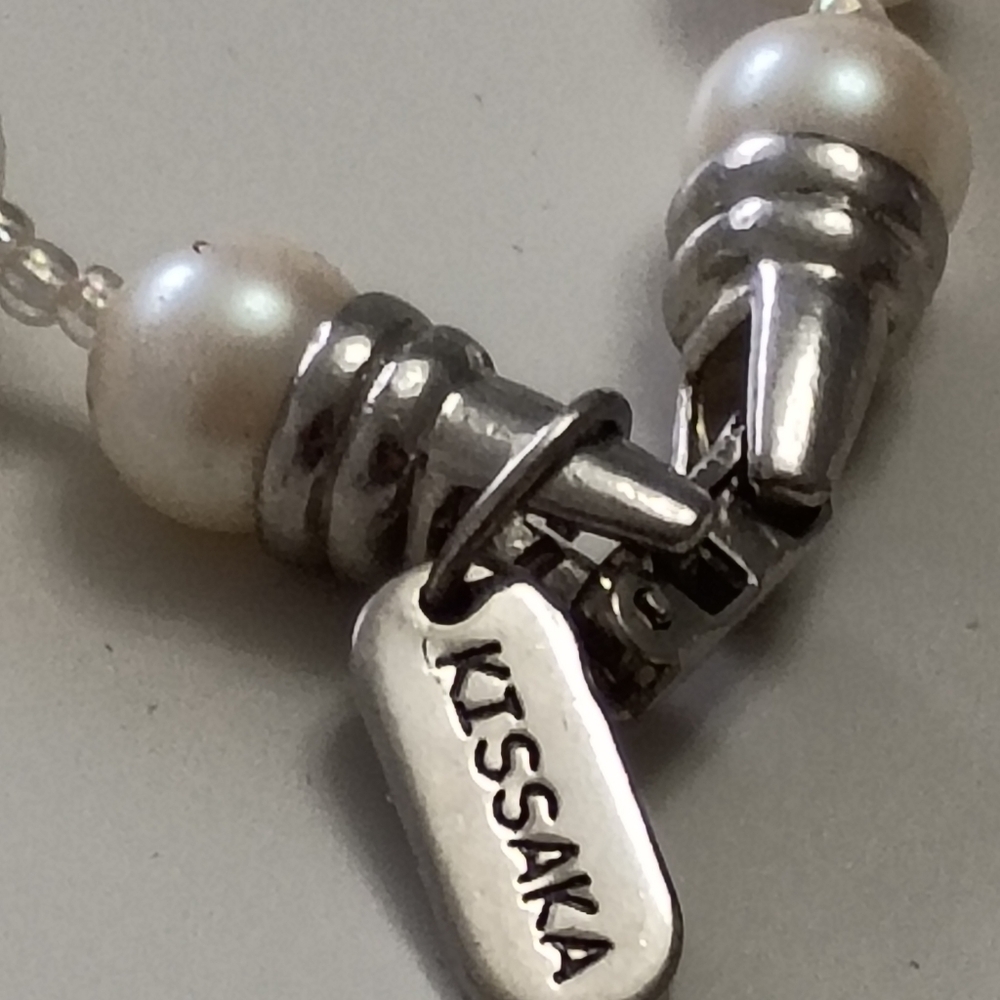 Kissaka Faux Pearl Necklace Signed Spring Easter Prom Mother's Day